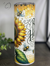 Load image into Gallery viewer, Bee Happy Sunflower 20oz Skinny Tumbler