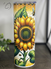 Load image into Gallery viewer, Bee Happy Sunflower 20oz Skinny Tumbler