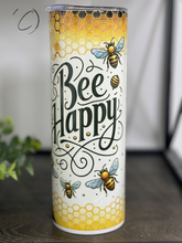 Load image into Gallery viewer, Bee Happy Sunflower 20oz Skinny Tumbler