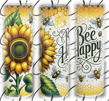 Load image into Gallery viewer, Bee Happy Sunflower 20oz Skinny Tumbler