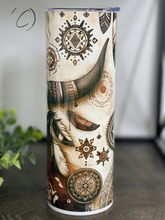 Load image into Gallery viewer, Boho Feather Bull Skull 20oz Skinny Tumbler