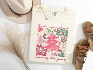 PREORDER: Boho Floral Christmas Tree Graphic Tee