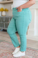 Load image into Gallery viewer, High Rise Garment Dyed Slim Judy Blue Jeans in Aquamarine