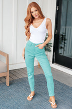Load image into Gallery viewer, High Rise Garment Dyed Slim Judy Blue Jeans in Aquamarine
