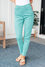 Load image into Gallery viewer, High Rise Garment Dyed Slim Judy Blue Jeans in Aquamarine