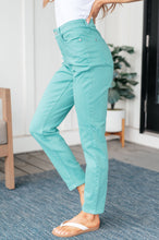 Load image into Gallery viewer, High Rise Garment Dyed Slim Judy Blue Jeans in Aquamarine