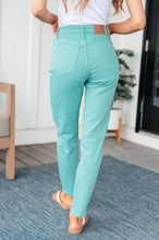 Load image into Gallery viewer, High Rise Garment Dyed Slim Judy Blue Jeans in Aquamarine
