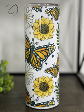Load image into Gallery viewer, Butterflies &amp; Wild Flowers 20oz Skinny Tumbler