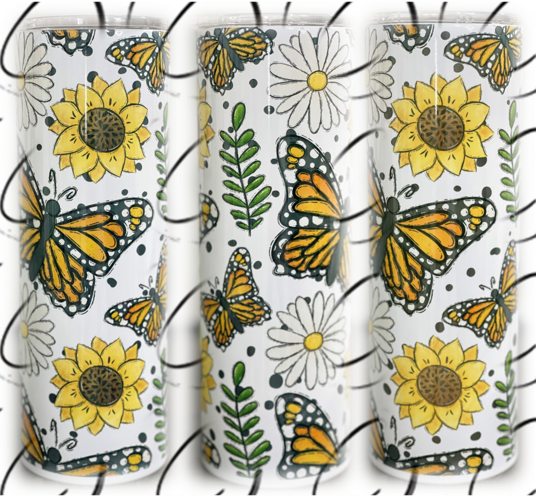 Butterflies & Wild Flowers 20oz Skinny Tumbler