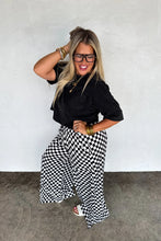 Load image into Gallery viewer, Haddie Wide Leg Checker Pants in Black