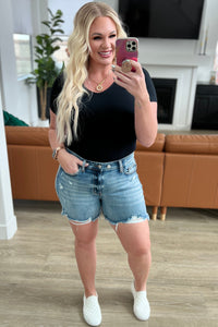 High Rise Adjustable Button Cutoff Judy Blue Shorts