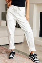 Load image into Gallery viewer, High Rise Contrast Thread Judy Blue Jogger in Ecru
