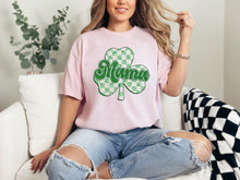 Load image into Gallery viewer, Checkered Glitter Mama Shamrock Graphic Tee