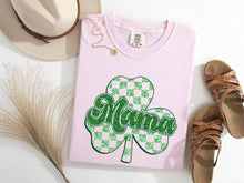 Load image into Gallery viewer, Checkered Glitter Mama Shamrock Graphic Tee