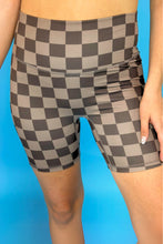 Load image into Gallery viewer, Chocolate Checkered Biker Shorts
