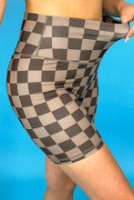 Load image into Gallery viewer, Chocolate Checkered Biker Shorts