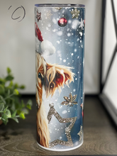 Load image into Gallery viewer, Christmas Highland Cow 20oz Skinny Tumbler