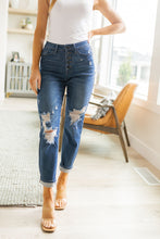 Load image into Gallery viewer, High Rise Button Fly Distressed Boyfriend Judy Blue Jeans