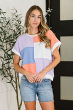 Load image into Gallery viewer, Contrast Club Color Block Top in Lilac, Orange and Denim