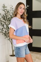 Load image into Gallery viewer, Contrast Club Color Block Top in Lilac, Orange and Denim
