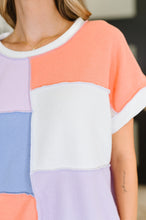 Load image into Gallery viewer, Contrast Club Color Block Top in Lilac, Orange and Denim
