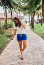Load image into Gallery viewer, PREORDER- Blue And White Drawstring Everyday Shorts