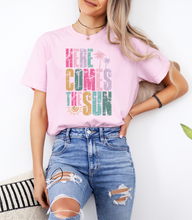 Load image into Gallery viewer, Distressed Here Comes The Sun Graphic Tee