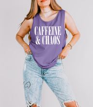 Load image into Gallery viewer, Caffeine &amp; Chaos Graphic Tank Top