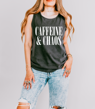 Load image into Gallery viewer, Caffeine &amp; Chaos Graphic Tank Top