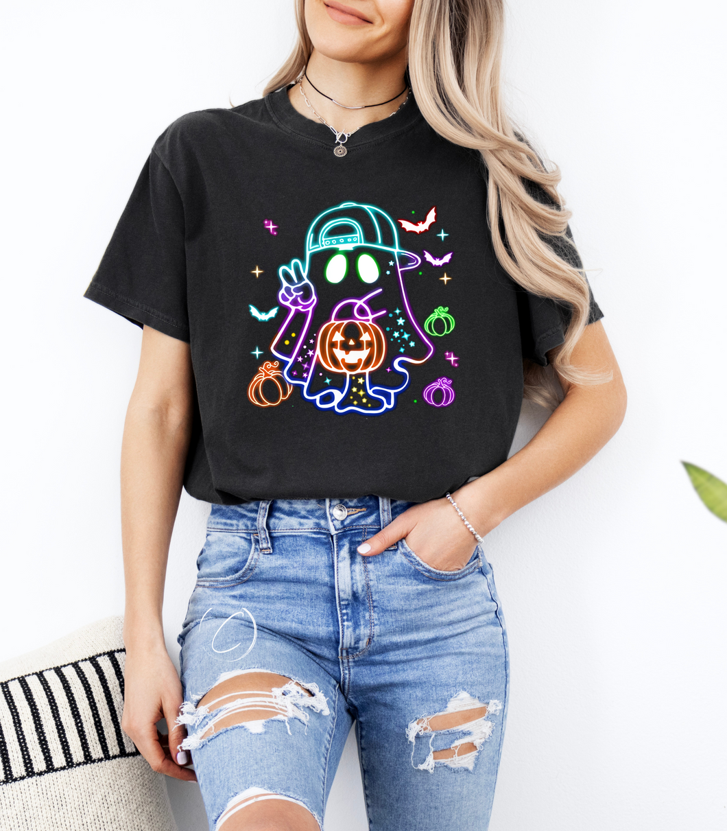 Neon Pumpkin Vibes Graphic Tee