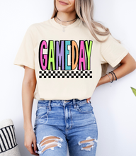 Load image into Gallery viewer, Neon Checkered Gameday Graphic Tee
