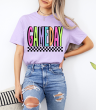Load image into Gallery viewer, Neon Checkered Gameday Graphic Tee