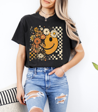 Fall Floral Smile Graphic Tee