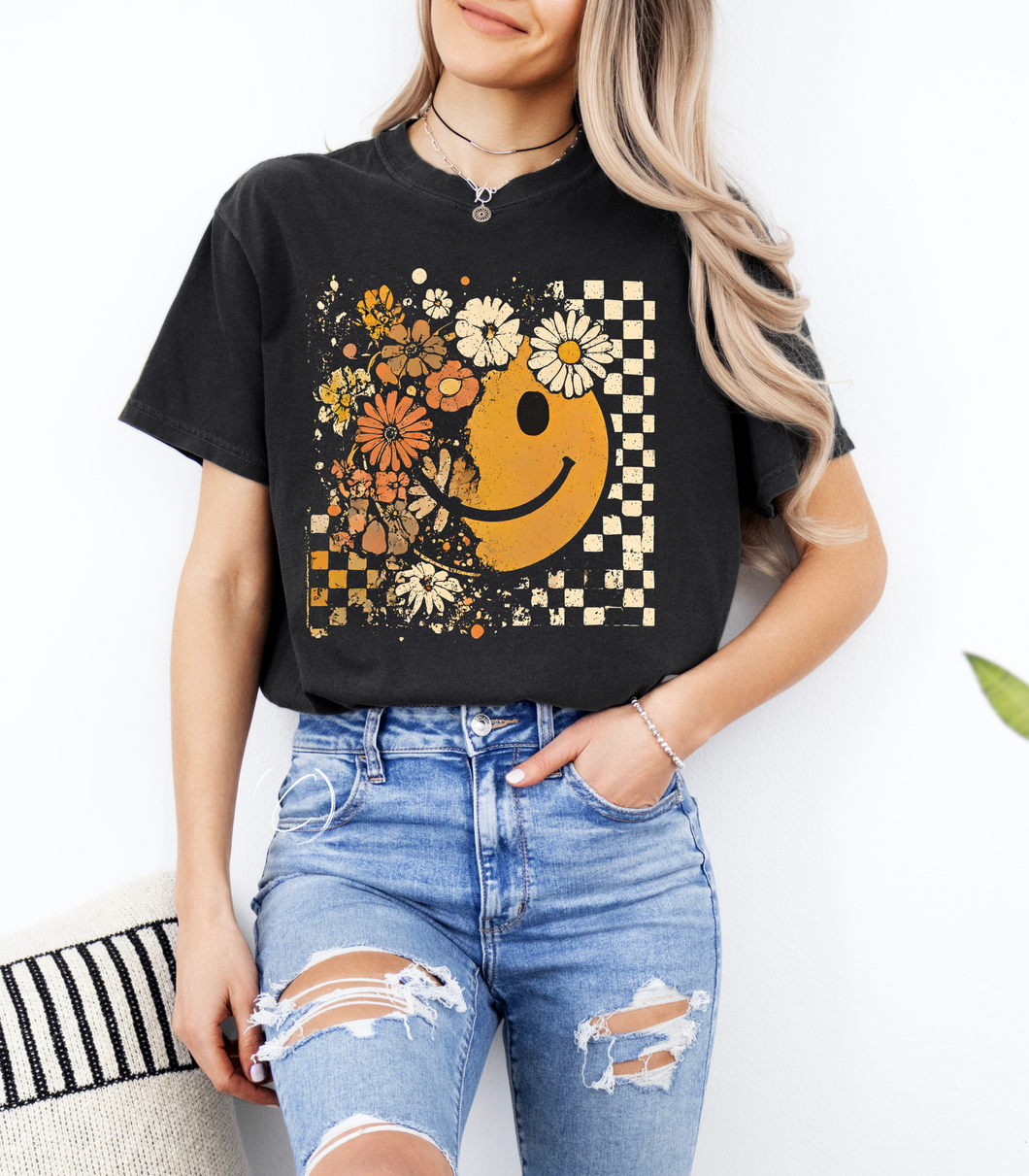 Fall Floral Smile Graphic Tee