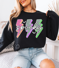 Load image into Gallery viewer, Lightening Checkered Spooky Sweatshirt