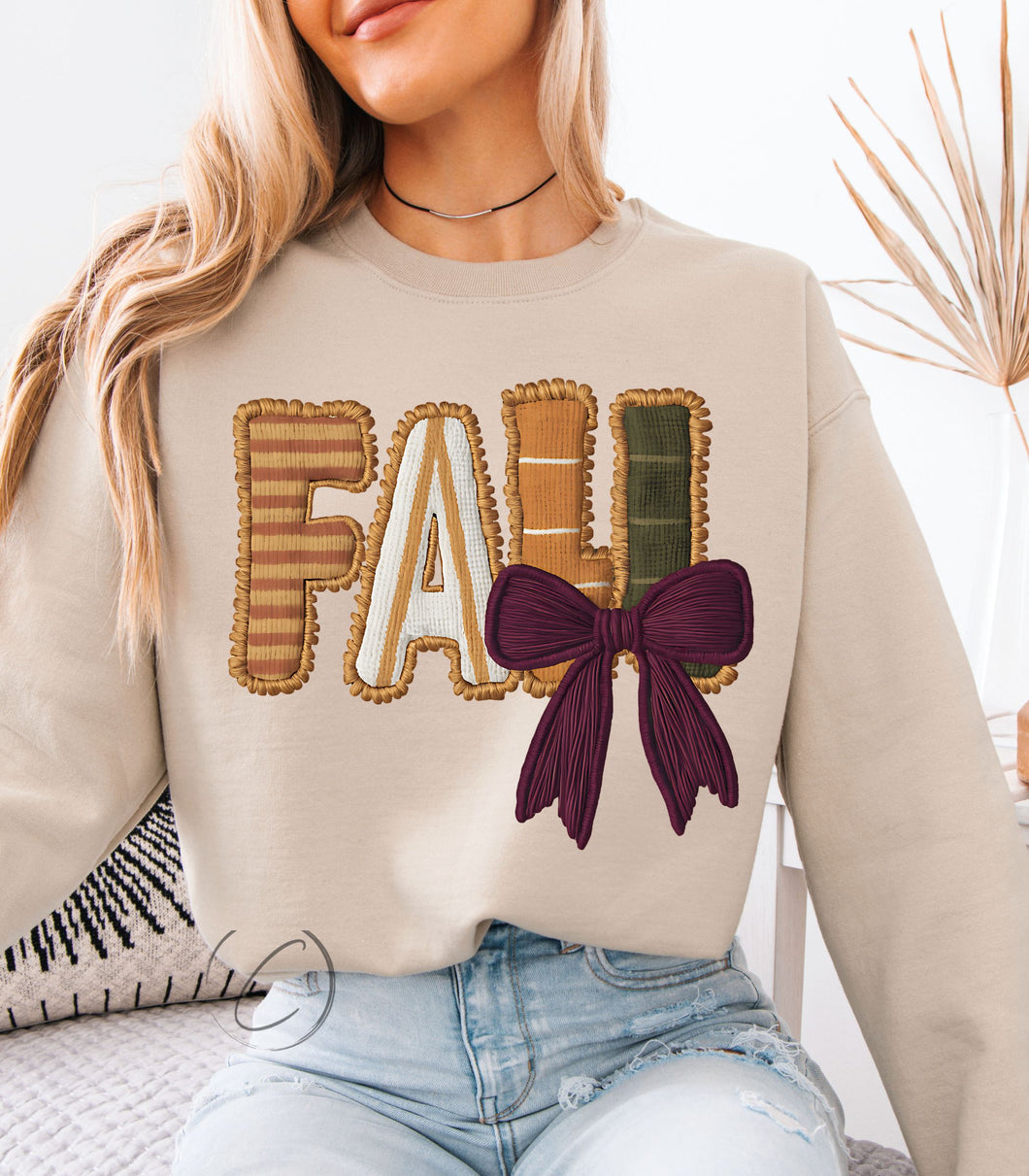 Faux Embroidery FALL Sweatshirt