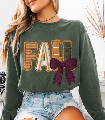 Faux Embroidery FALL Long Sleeve Graphic Tee