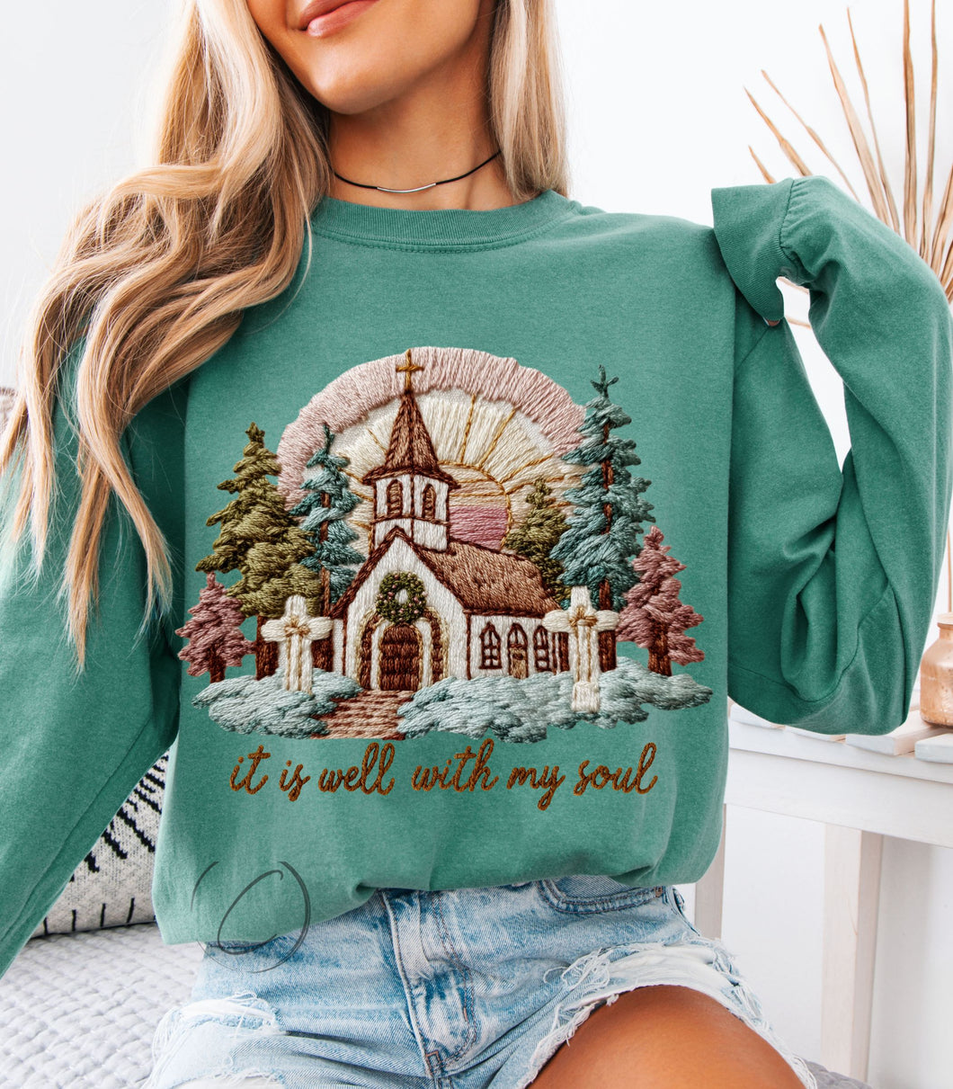 Faux Crochet Well With My Soul Long Sleeve Graphic Tee