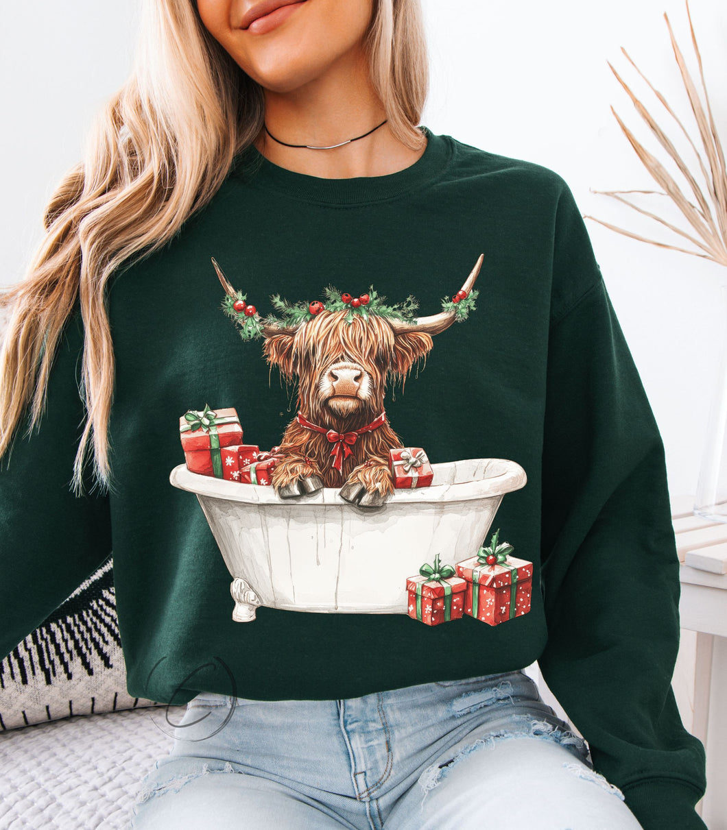 Christmas Highland Bathtub Sweatshirt