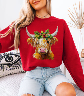 Hand Painted Festive Highland Sweatshirt