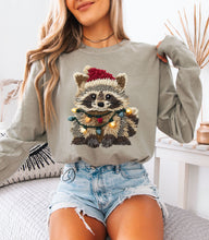 Load image into Gallery viewer, Faux Crochet Festive Feral Racoon Long Sleeve Graphic Tee