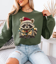 Load image into Gallery viewer, Faux Crochet Festive Feral Racoon Sweatshirt