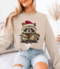 Load image into Gallery viewer, Faux Crochet Festive Feral Racoon Sweatshirt