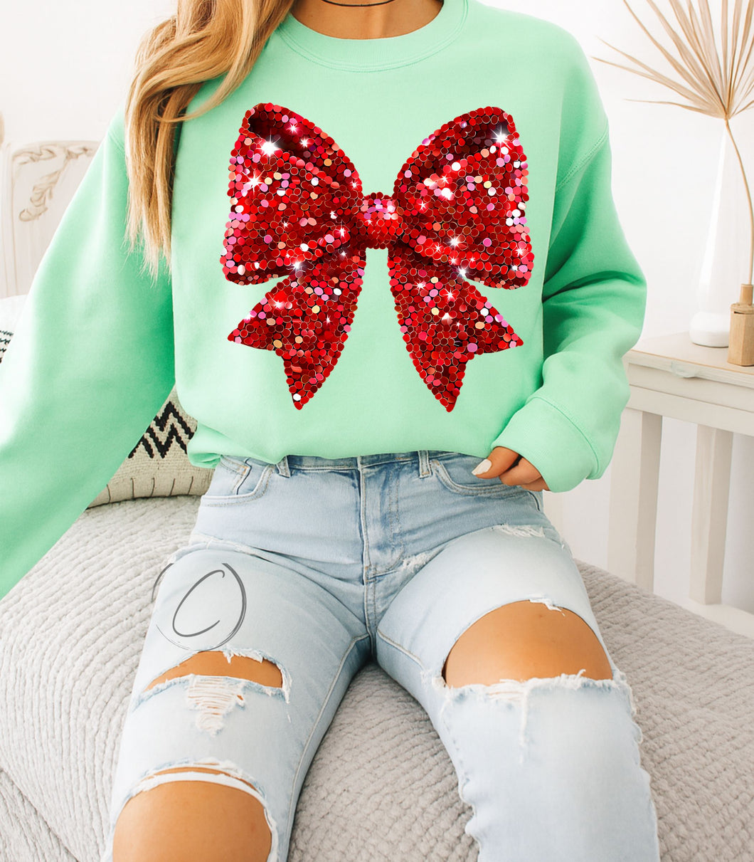 Festive Glam Bow Sweatshirt