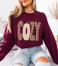 Load image into Gallery viewer, Faux Stitch Checkered Cozy Sweatshirt