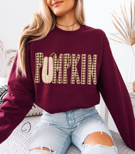 Load image into Gallery viewer, Faux Stitch Checkered Pumpkin Sweatshirt