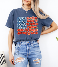 Load image into Gallery viewer, Floral Brushstroke American Flag Graphic Tee