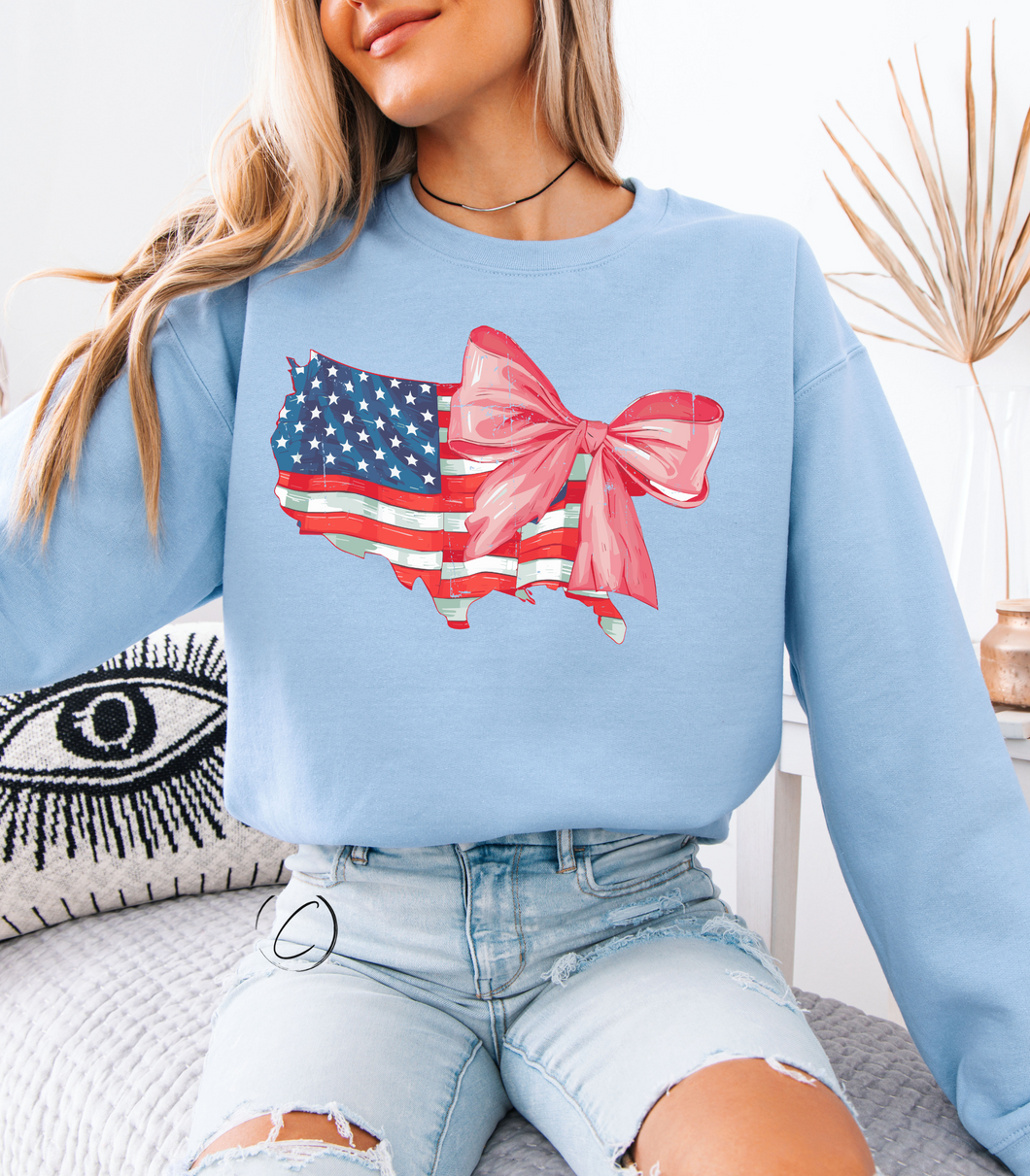 Distressed Coquette American Flag Sweatshirt