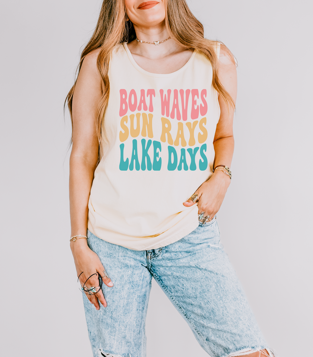 Boat Waves Graphic Tank Top