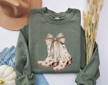 Load image into Gallery viewer, Coquette Bow &amp; Boots Sweatshirt